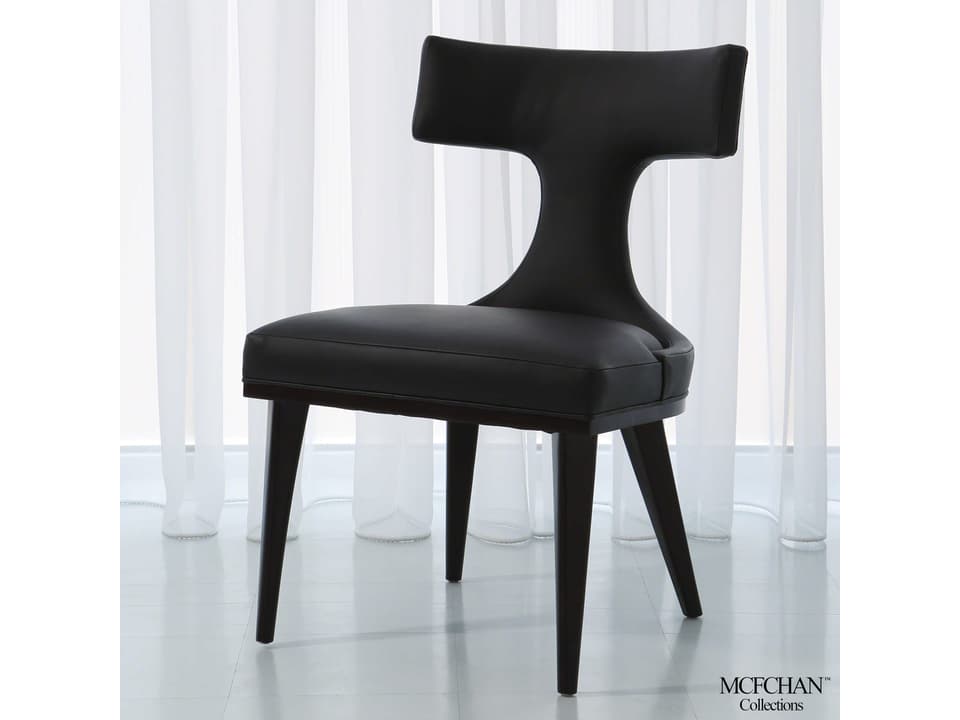 Anvil Leather Rubberwood Black Upholstered Side Dining Chair