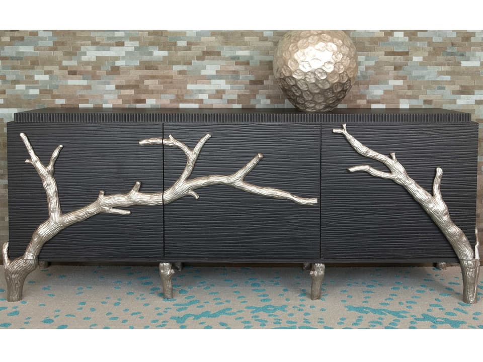 Branch 87-Inch Mango Wood Media Console in Black