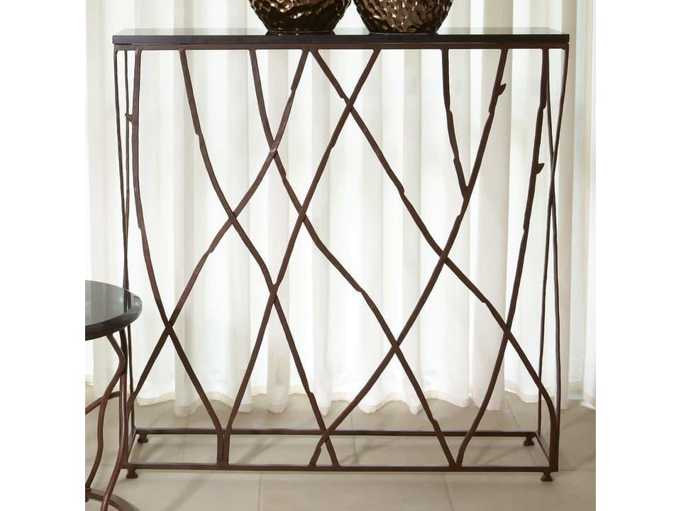 Branch Console Table with Iron Frame and Granite Top
