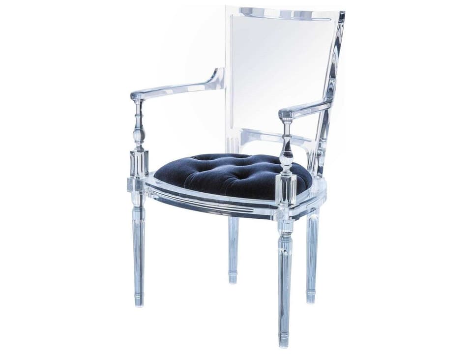 Marilyn Acrylic Upholstered Arm Dining Chair in Admiral Blue