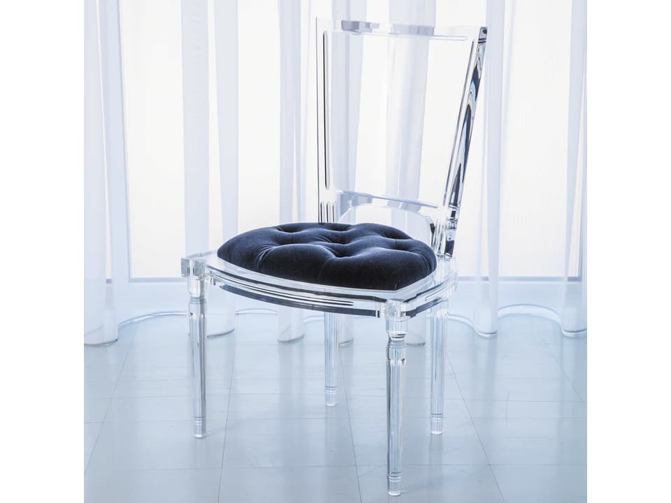 Marilyn Blue Upholstered Acrylic Side Dining Chair