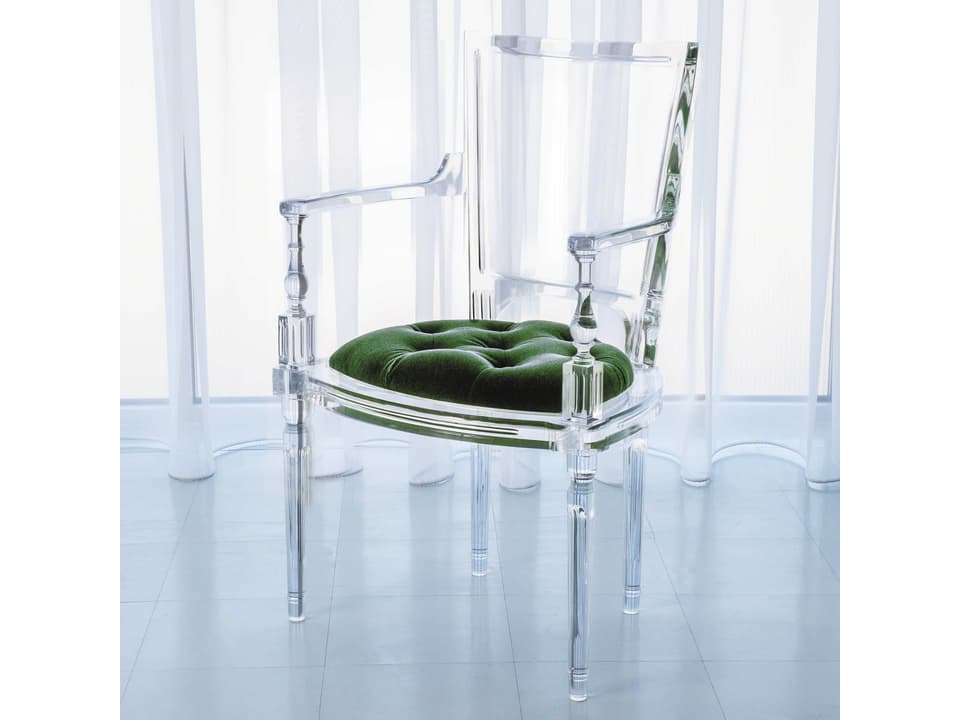 Marilyn Upholstered Acrylic Arm Dining Chair with Mohair Cushion