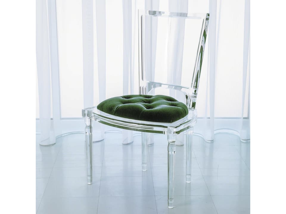 Marilyn Clear Acrylic Upholstered Side Dining Chair with Tufted Mohair