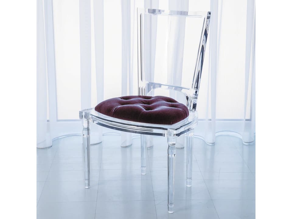 Marilyn Acrylic Upholstered Side Dining Chair Clear Mohair
