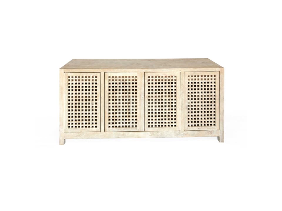 Driftwood 71-Inch Mango Wood Sideboard with Lattice Doors