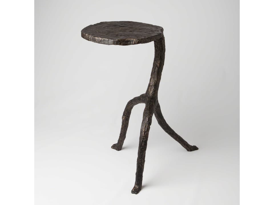 Walking Sticks Faux Bois Accent Table in Antique Bronze