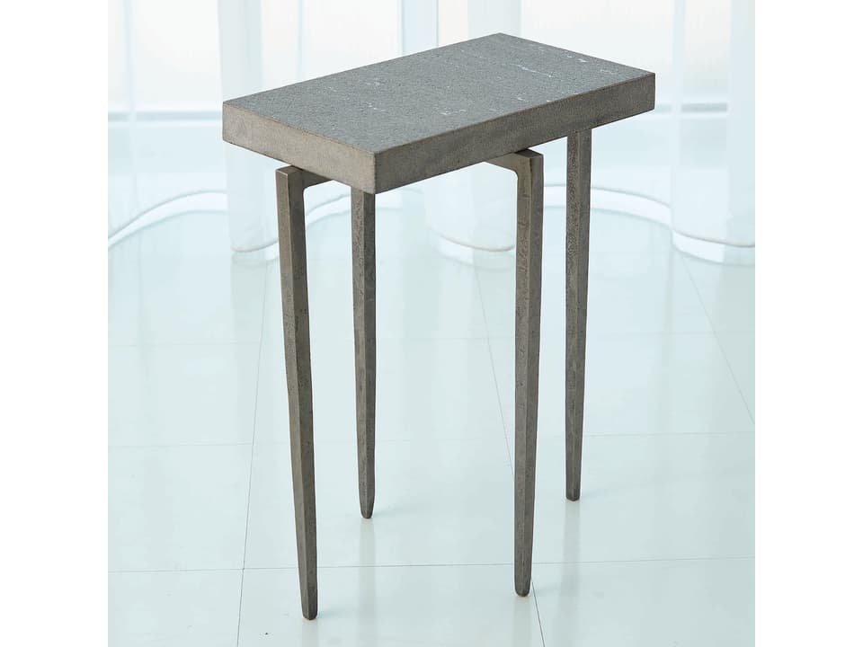 Laforge Rectangular Flamed Granite Natural Iron End Table