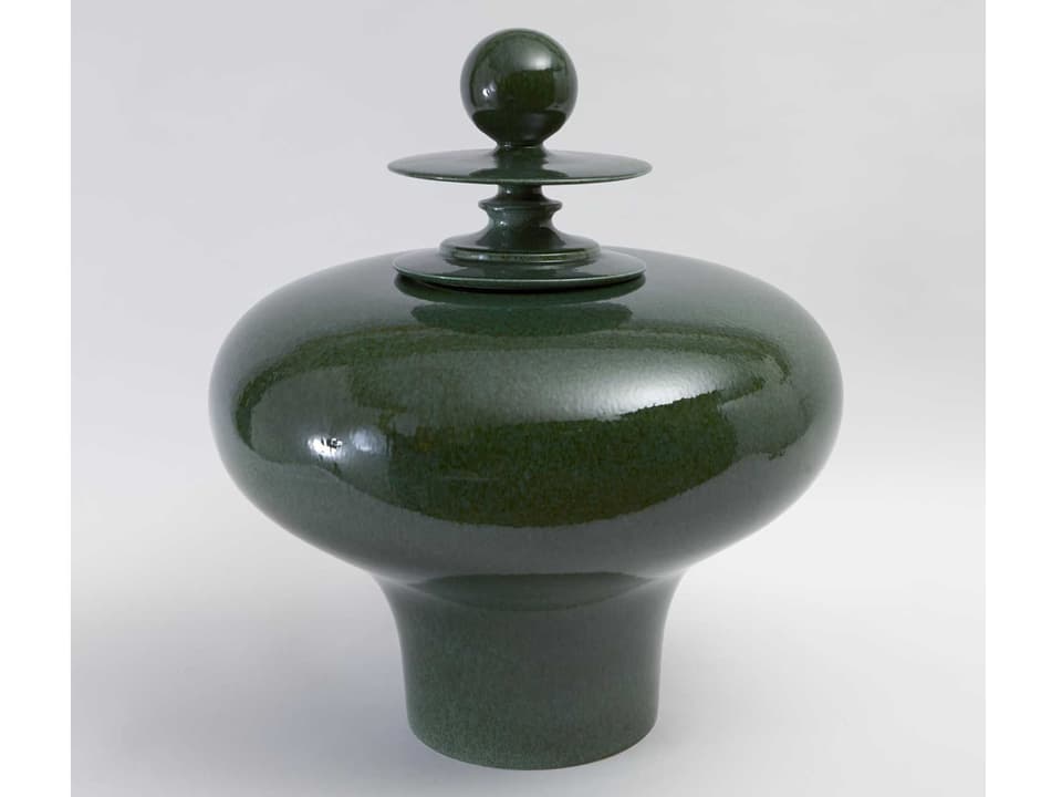 Happy Temple Emerald Ceramic Squat Jar