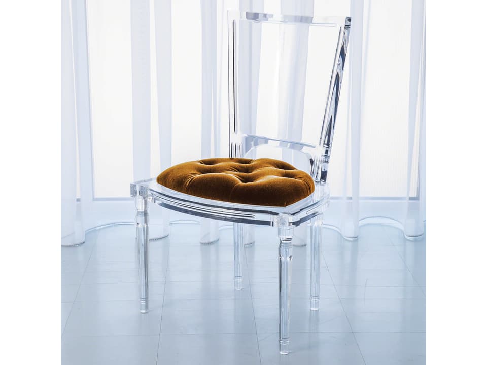 Marilyn Upholstered Acrylic Dining Side Chair in Brown Sugar