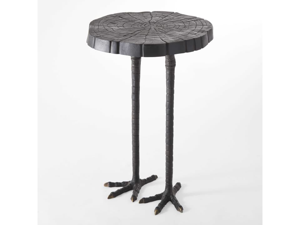 Ostrich Round Metal End Table in Black Powder Coat