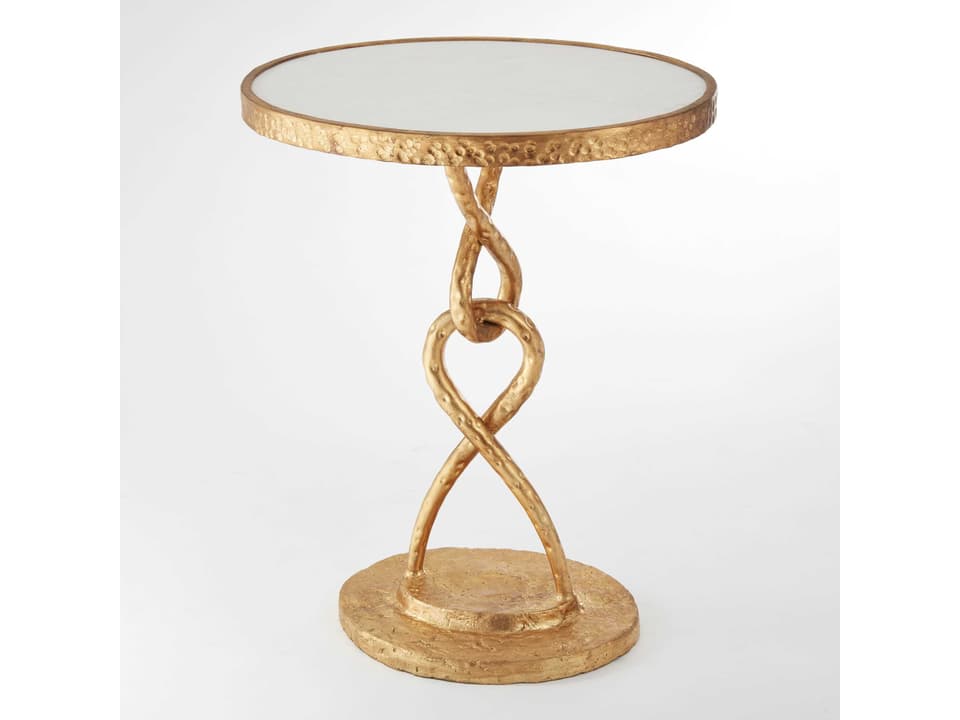 Loop De Loop Oval End Table with Gold Leaf and Marble Top