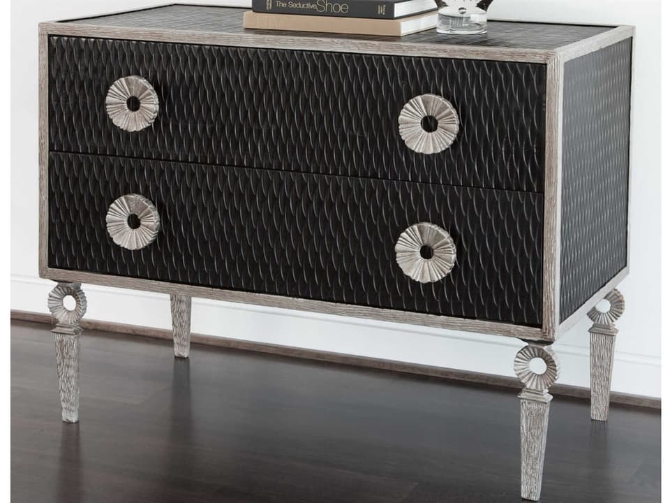 3-Drawers Black Acacia Wood Dresser