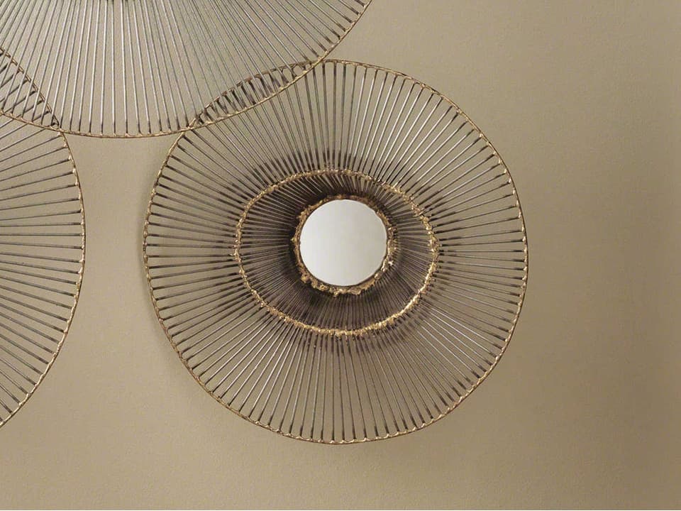 Tilt-A-Wire Small Round Wall Mirror with Bronze Metal Frame