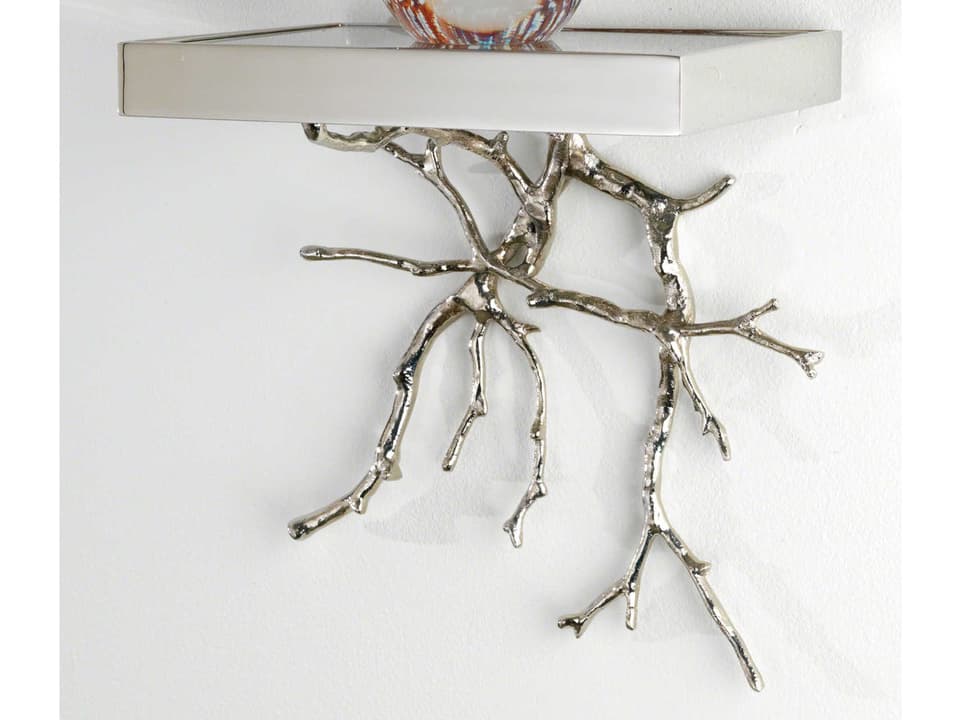 Twig Nickel Wall Shelf with Glass Accent