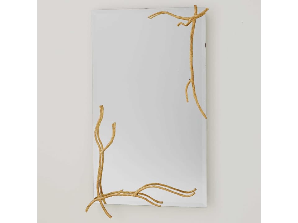Twig Large Rectangle Wall Mirror in Gold Leaf