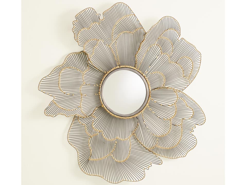 Iron Poppy Wall Mirror in Natural Iron and Brass