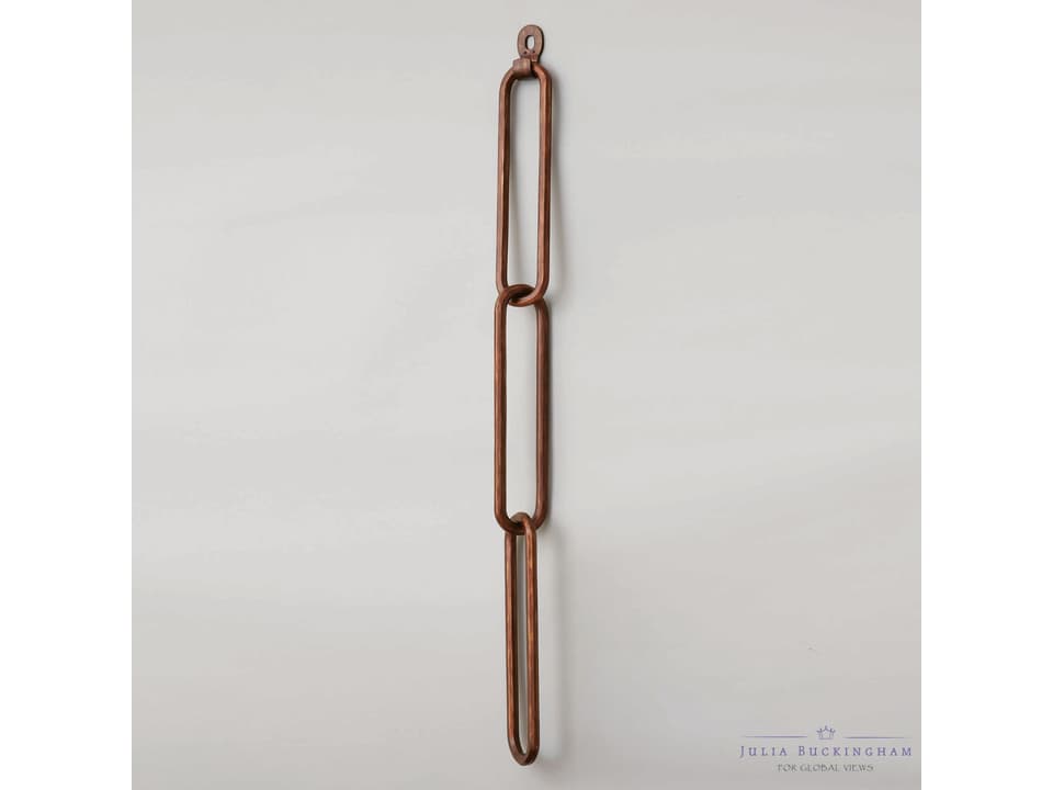 Wood Mega Links Wall Sculpture with Red Gold and Natural Wax Finish