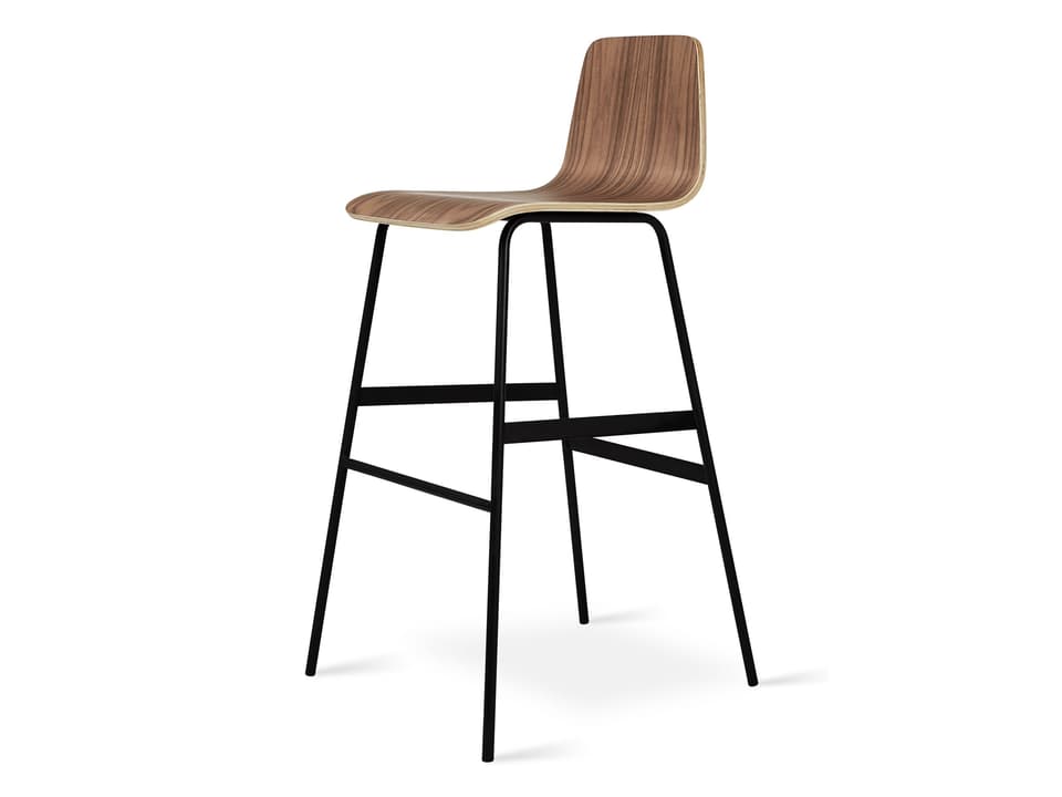 Lecture Ash Wood Walnut Bar Stool with Black Steel Frame