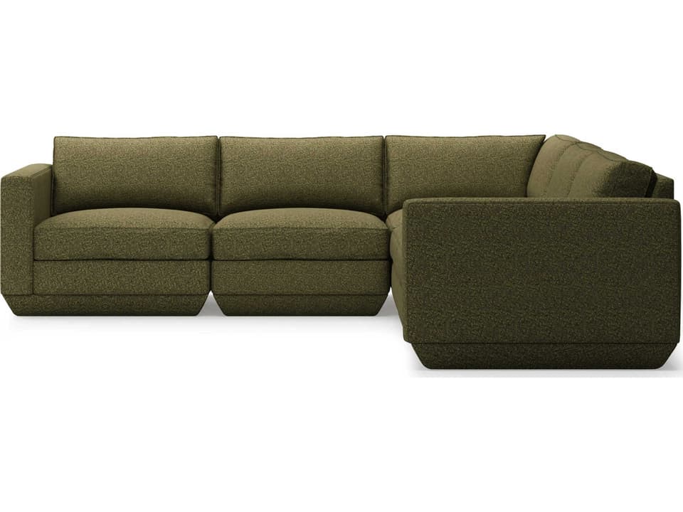 Podium Green Upholstered Sectional Sofa