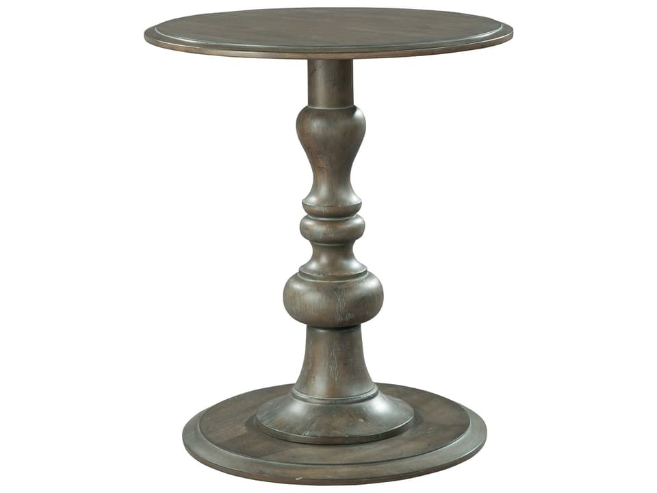 Accents Round Wood End Table in Dark Weathered Finish
