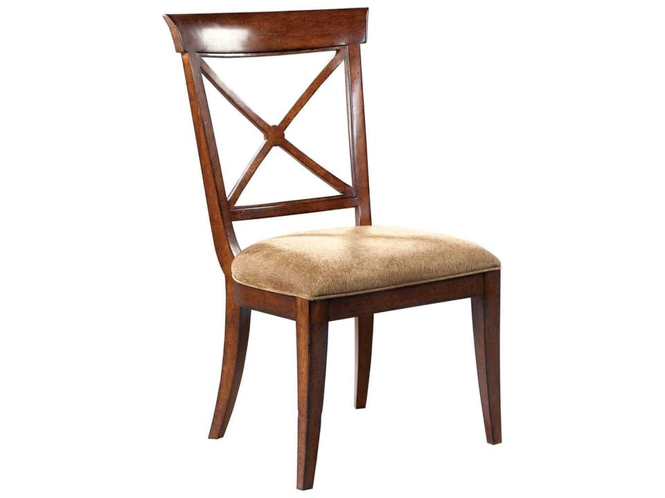 European Legacy Upholstered Dining Side Chair in Macadamia Finish with Velvet Seat