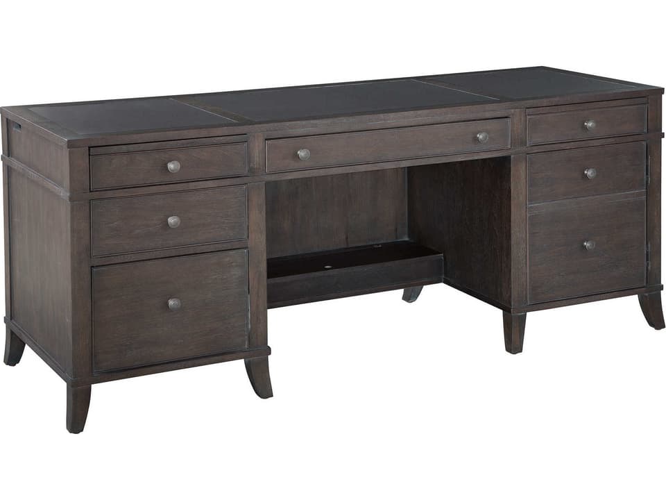 Urban Executive Credenza Desk with Wood-Framed Leather Panels and Urban Executive Finish
