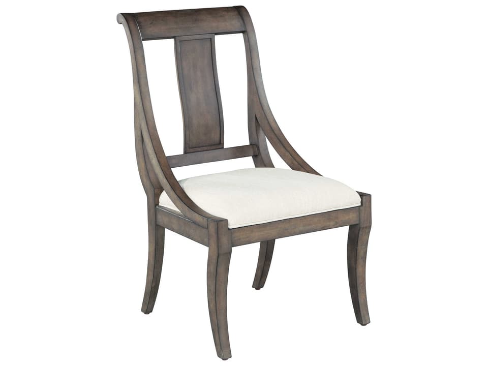 Lincoln Park Upholstered Arm Dining Chair in Gray Linen and Lincoln Park Finish