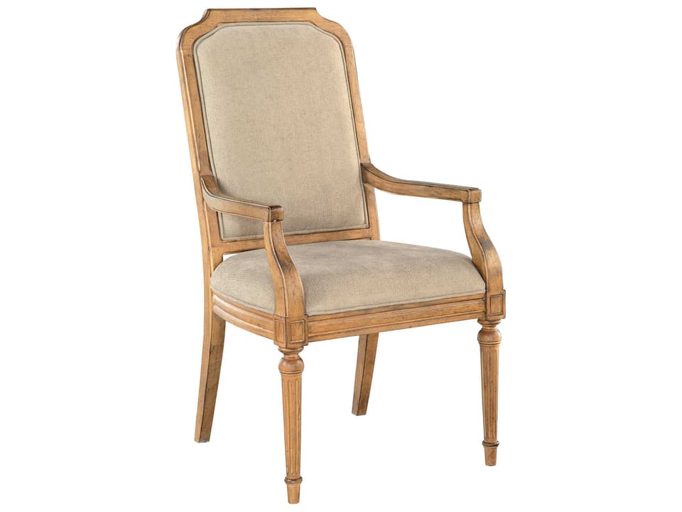 Wellington Hall Upholstered Dining Armchair in Natural Linen and Acacia Wood