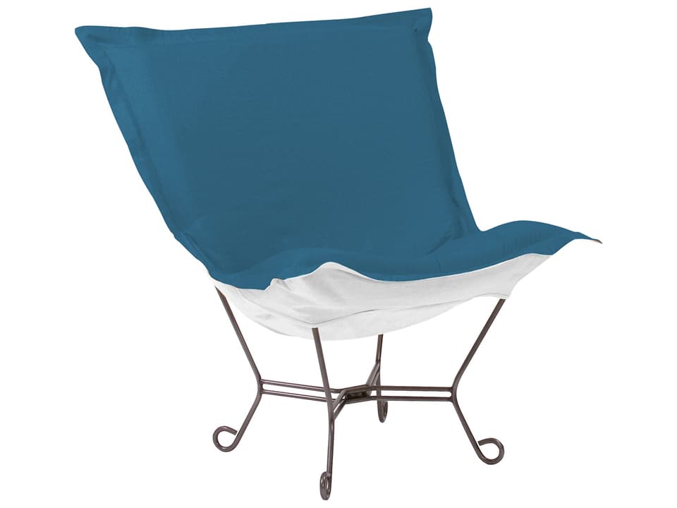 Puff Titanium Frame Lounge Chair with Seascape Turquoise Sunbrella
