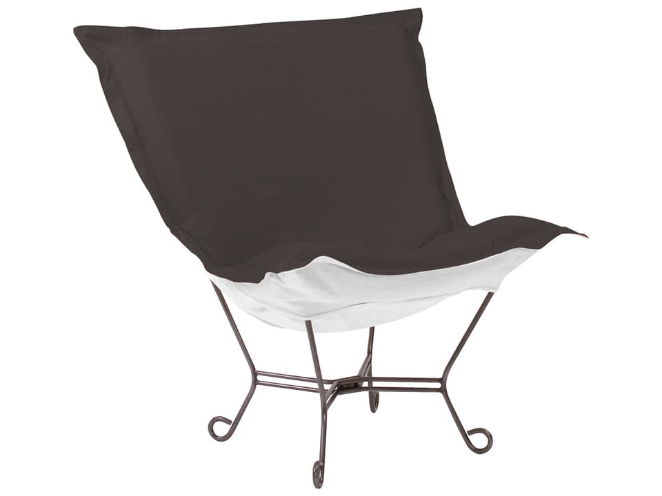 Seascape Scroll Puff Lounge Chair in Titanium with Charcoal Sunbrella