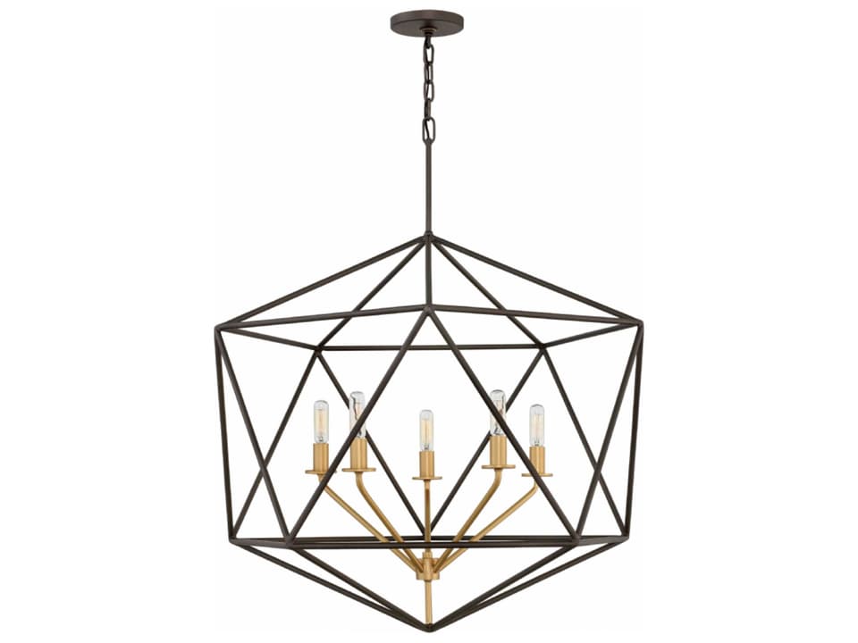 5-Light Astrid Chandelier in Metallic Matte Bronze and Deluxe Gold