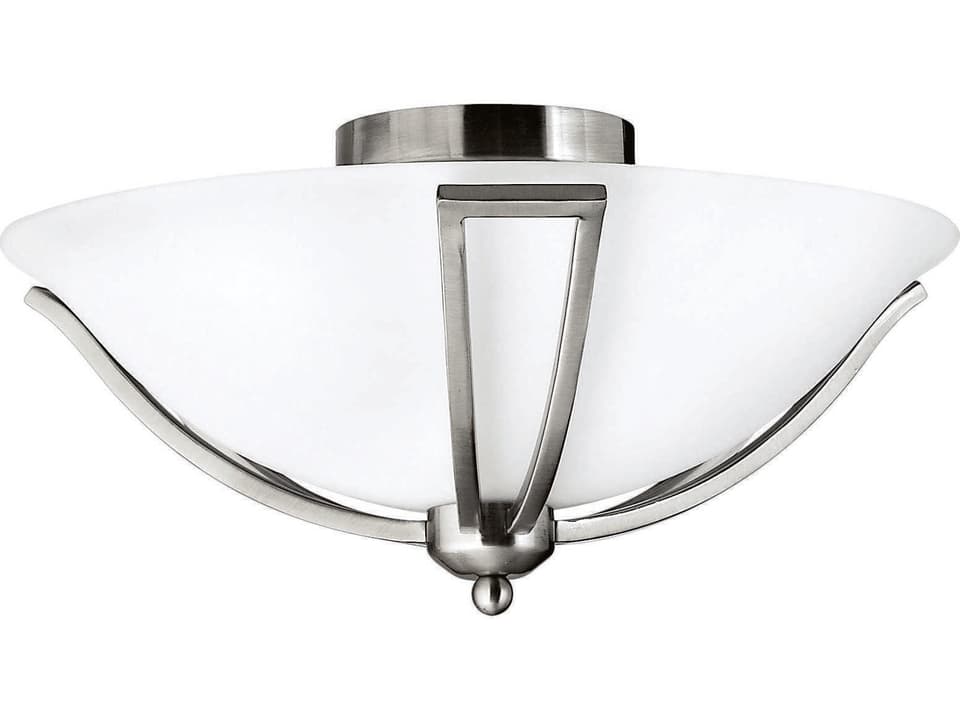 Bolla 2-Light Brushed Nickel Etched Opal Glass Semi Flush Mount