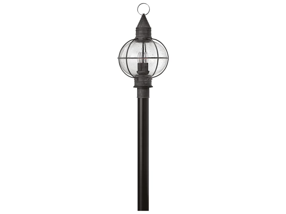 4-Light Cape Cod Outdoor Post Mount Lantern in Aged Zinc