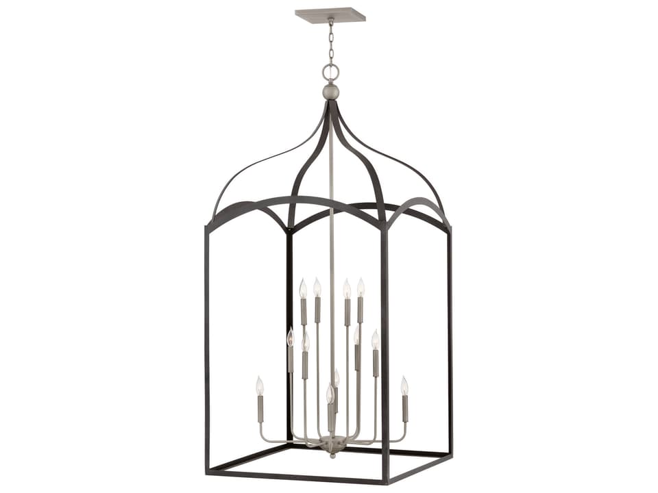 Clarendon 1-Light Aged Zinc Gray Glass Candelabra Tiered Chandelier