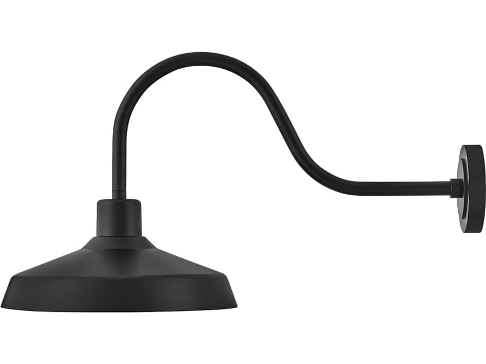 Forge Gooseneck Outdoor Wall Sconce in Black with Industrial Coastal Style