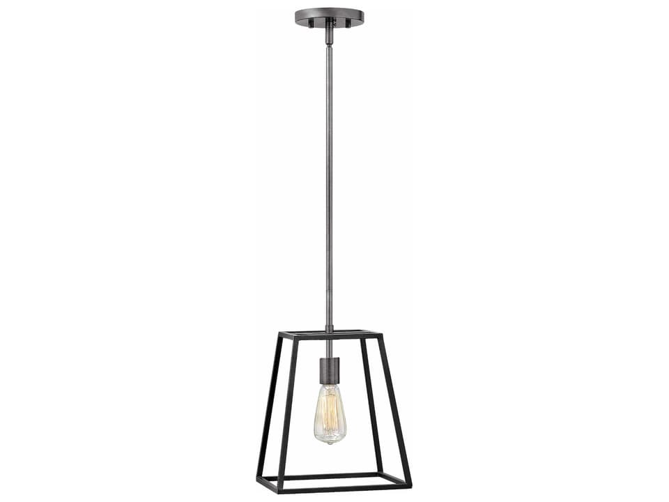 Fulton 1-Light Open Frame Pendant in Aged Zinc with Antique Nickel Accents