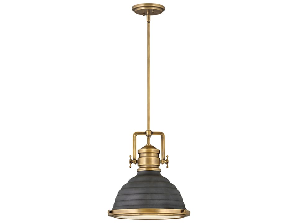 Keating 1-Light Bell Pendant in Heritage Brass Aged Zinc