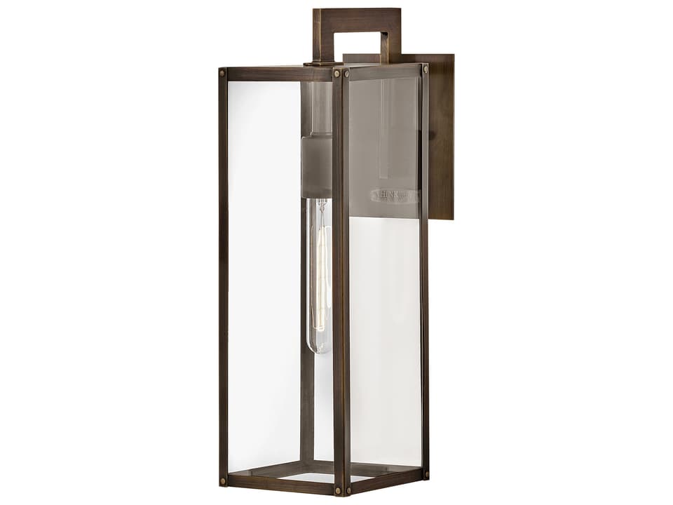 Max 1-Light Outdoor Wall Sconce in Burnished Bronze with Clear Glass