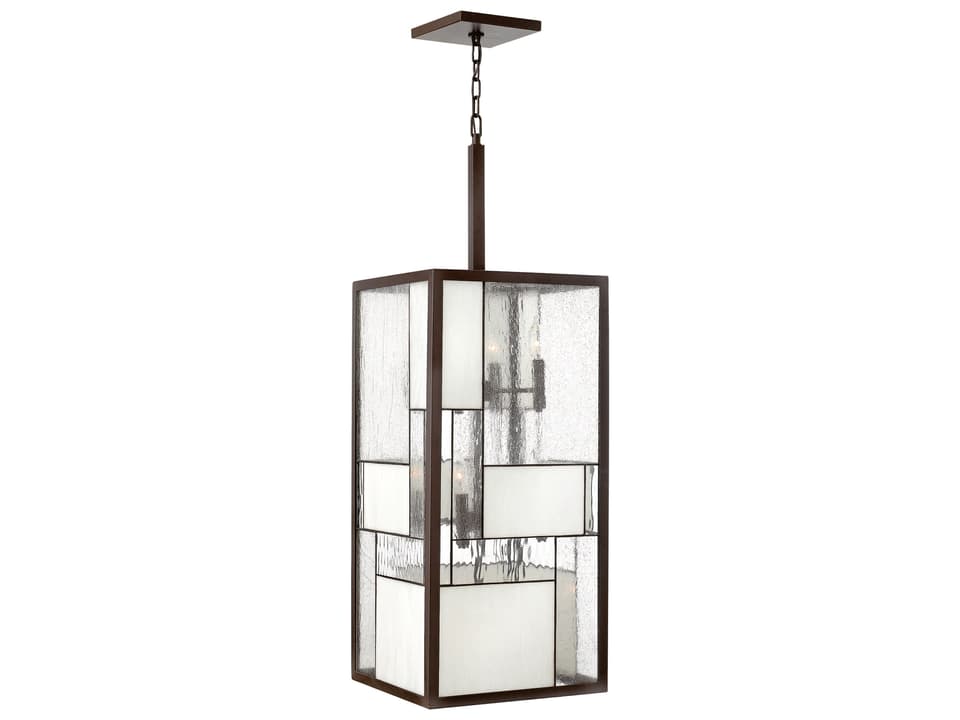 Mondrian 1-Light Buckeye Bronze Glass Geometric Pendant