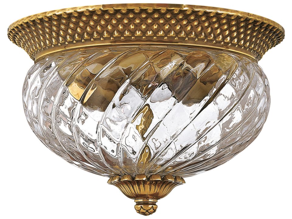 Plantation 2-Light Flush Mount Ceiling Light in Burnished Brass