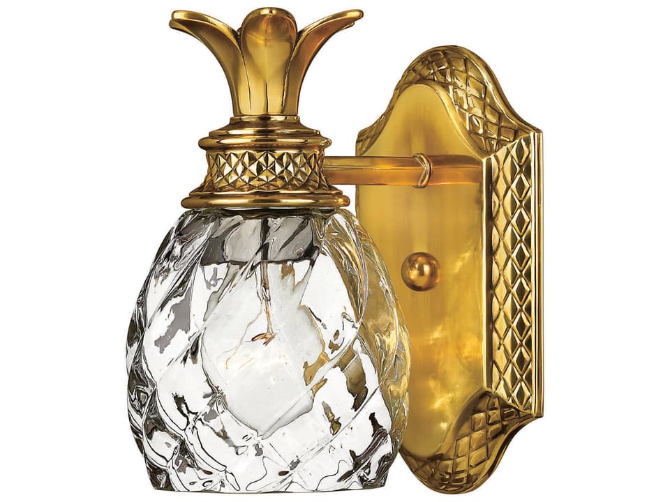 Plantation 1-Light Burnished Brass Glass Wall Sconce