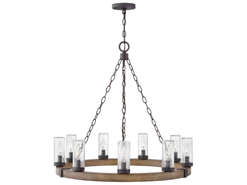 9-Light Sawyer Chandelier in Sequoia with Clear Seedy Glass