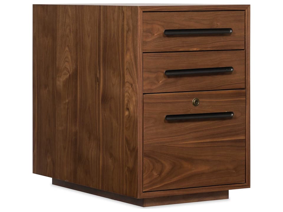 Elon 3-Drawer Desk Pedestal in Medium Wood with Dark Bronze Pulls