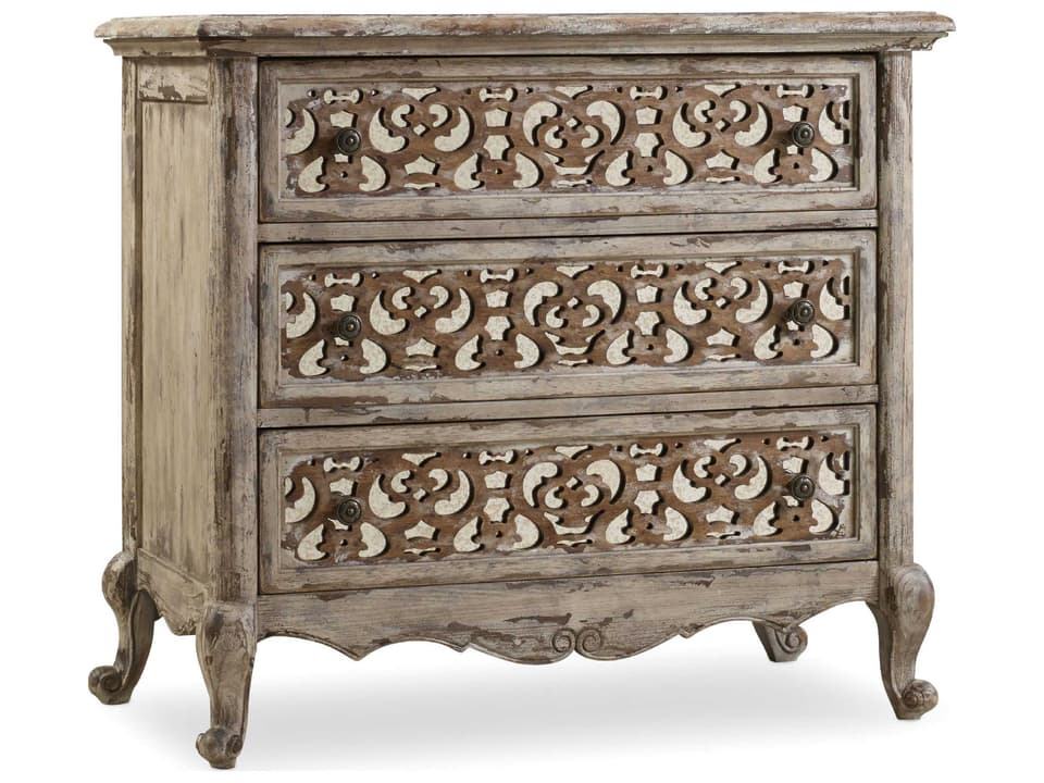 Chatelet Fretwork 3-Drawer Nightstand in Caramel Froth and Parish Vintage