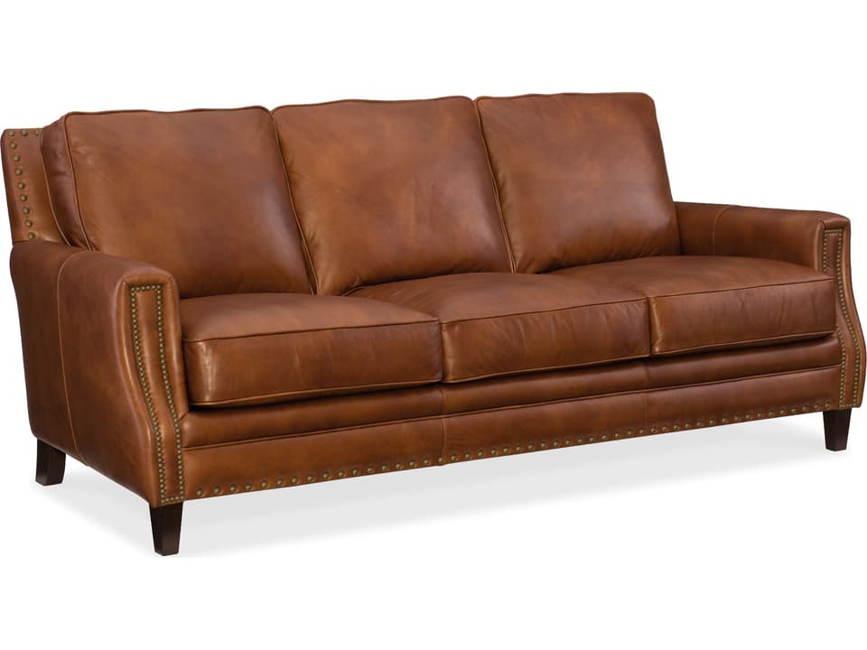 Exton 3-Seat Aniline Leather Sofa in Old English Saddle