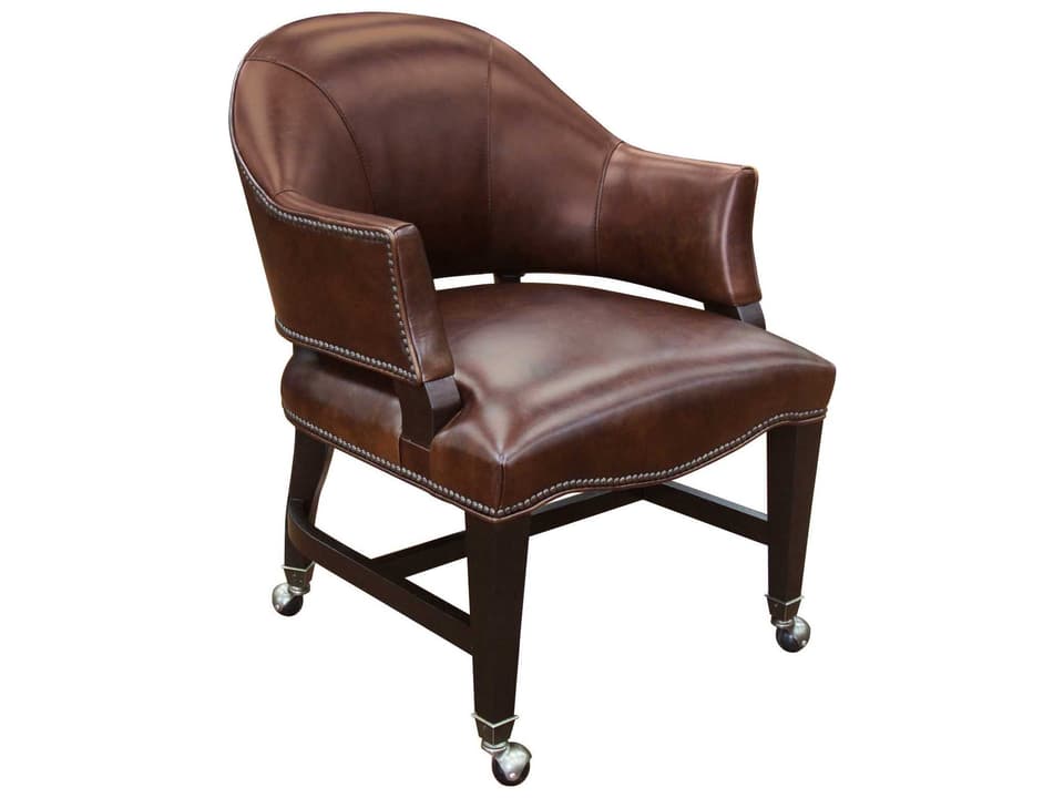 Isadora Leather Brown Upholstered Arm Dining Chair