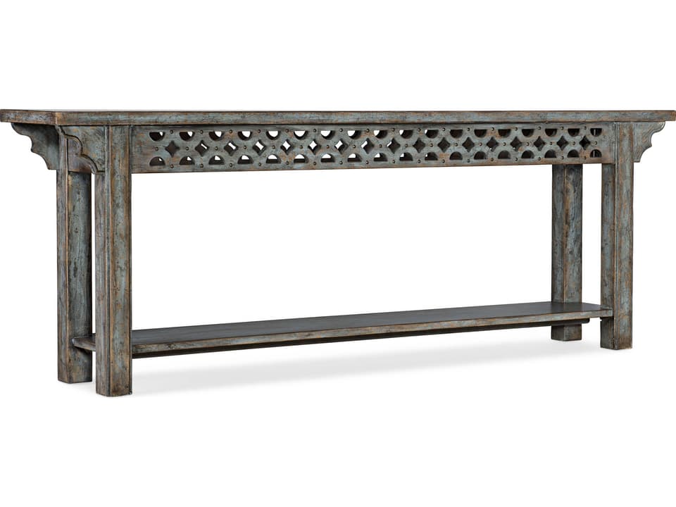 La Grange Burnham 90-Inch Console Table with Storage in Blue Bonnet