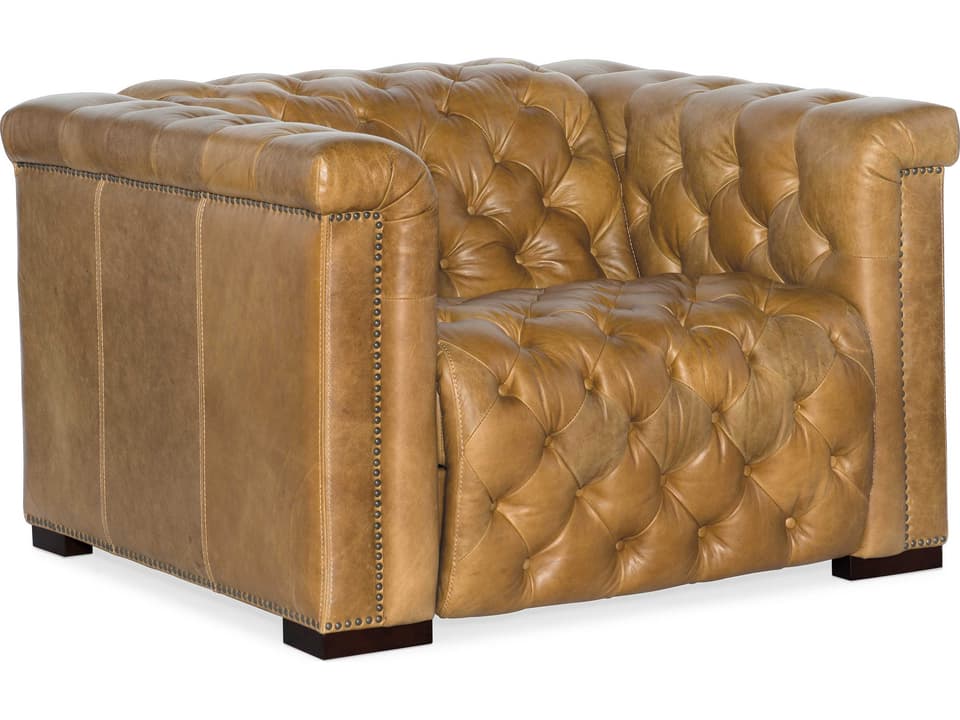 Savion Power Motion Dark Wood Brown Leather Recliner