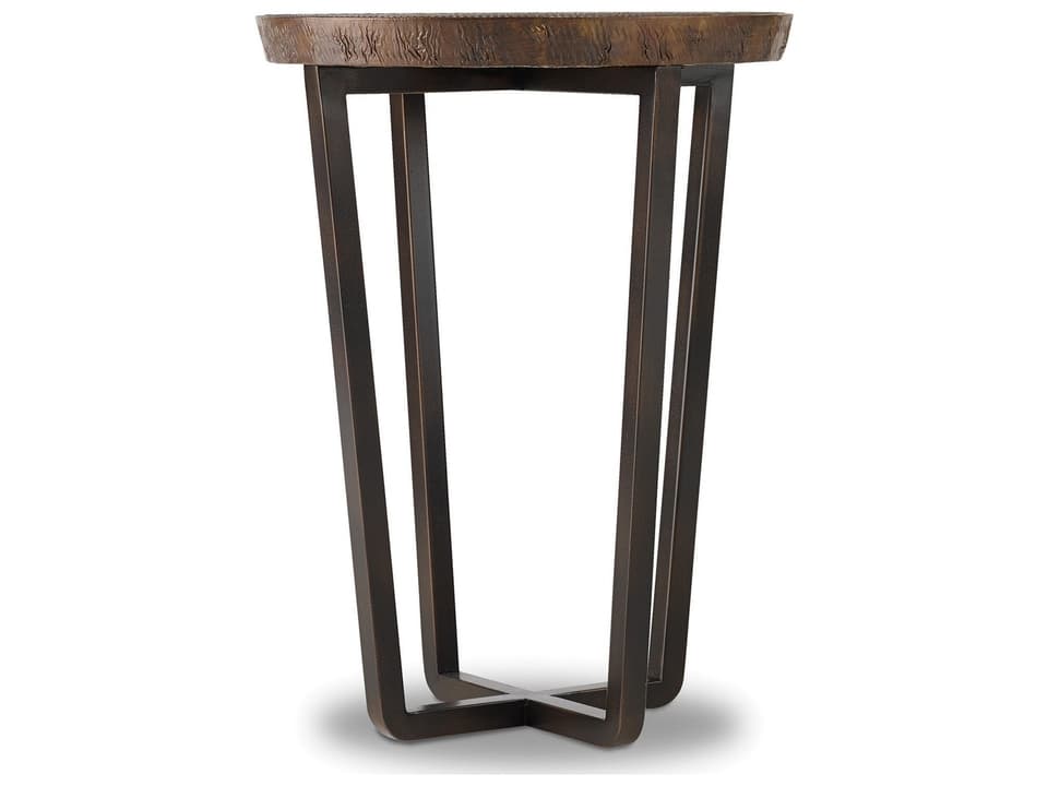 Parkcrest Round Martini Table with Aged Copper Top and Dark Metal Base