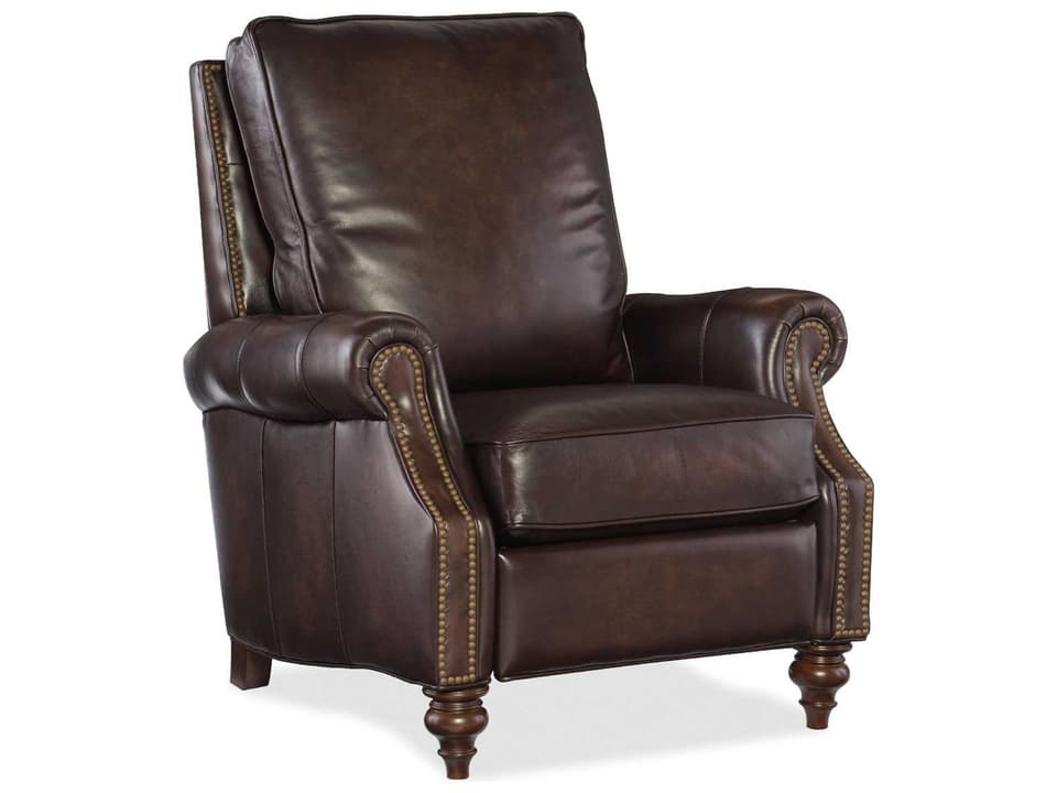 Conlon Semi-Aniline Leather Manual Recliner with Nailhead Trim